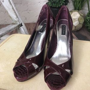 WHBM Peep Toe Pump Snake Skin Accent 10 Patent